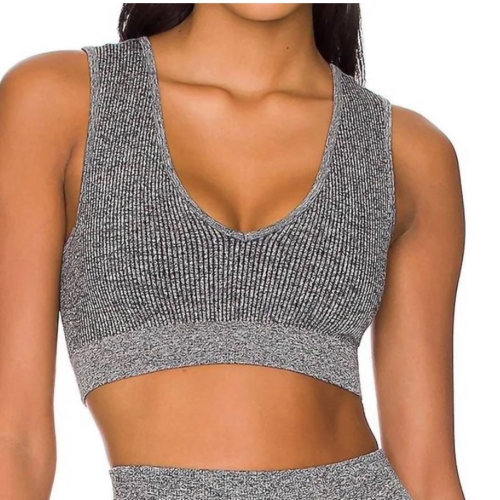 Gray Ribbed Crop Top